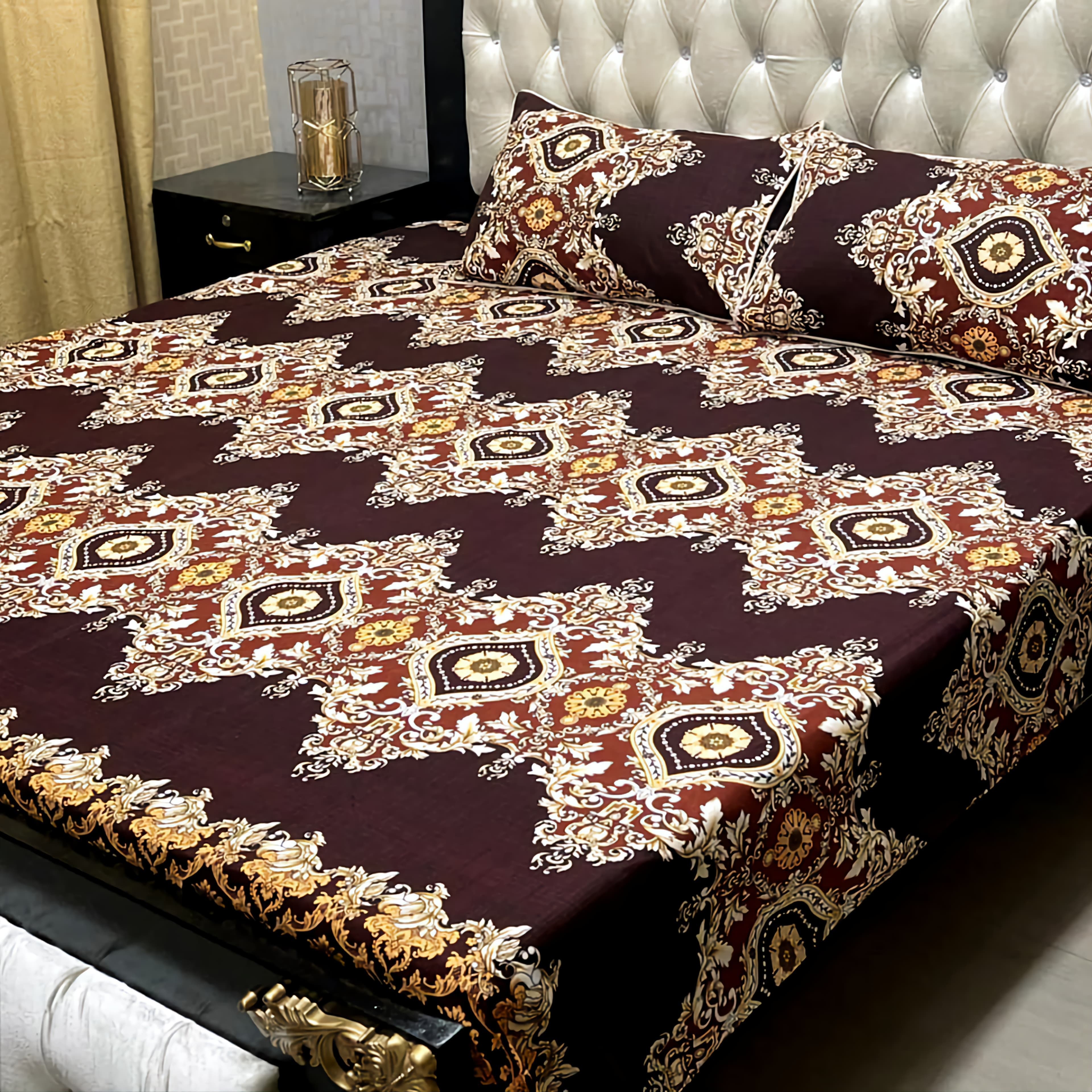 Luxury Crystal Cotton Bedsheet (King Size) CCB-K34
