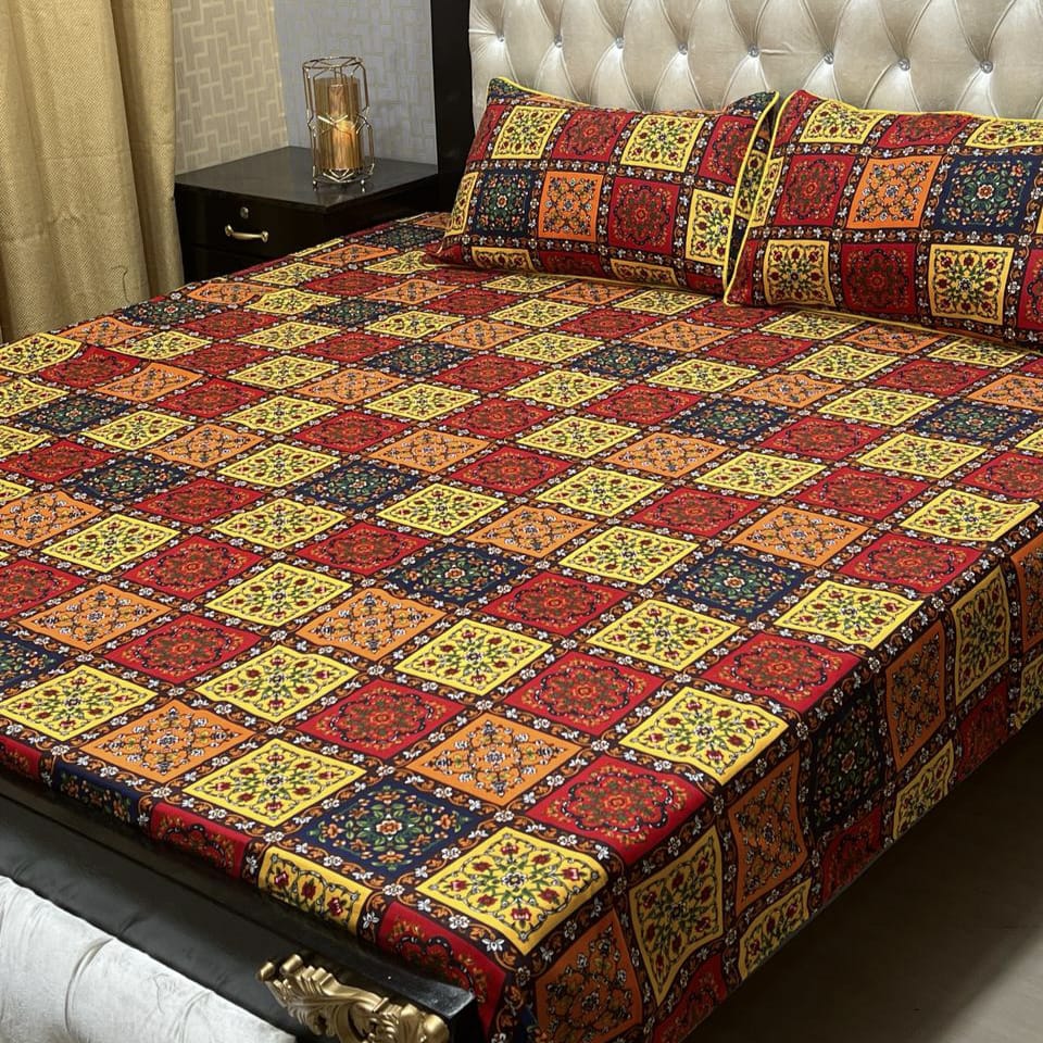 Luxury Crystal Cotton Bedsheet (King Size) CCB-K38